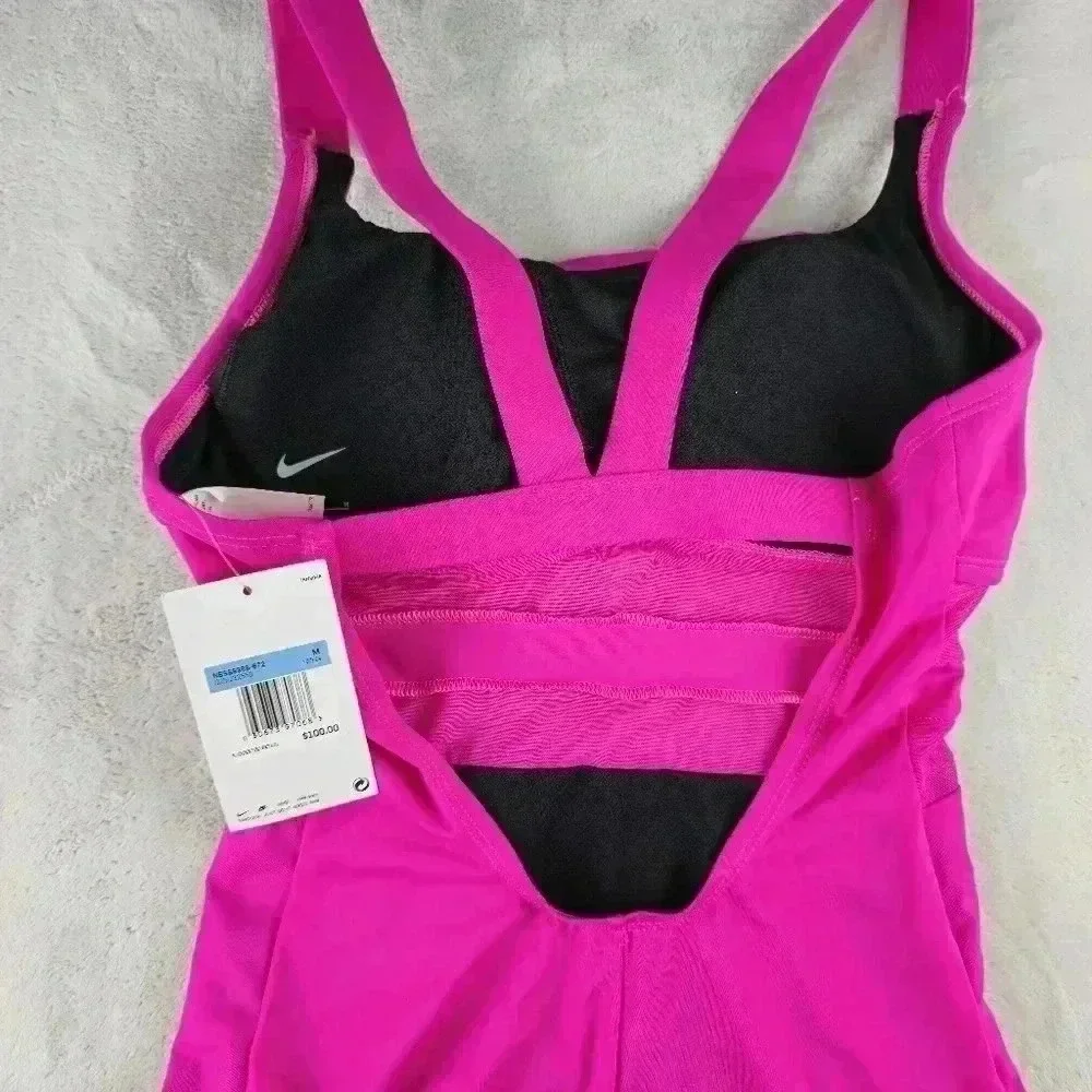 NWT Nike Swimsuit One Piece Women Med Pink Racerback MRSP 100$